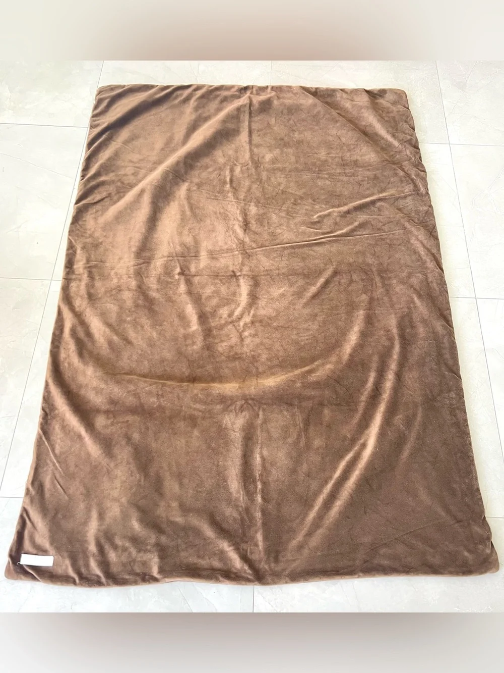 RESTORATION HARDWARE RH Brown Soft Fleece Faux Fur Reversible Cozy Blanket Throw